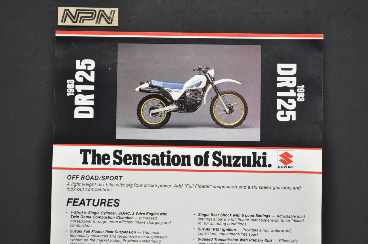 Vintage NOS 1983 Suzuki DR125 Motorcycle Brochure Dealer Spec Sheet OEM