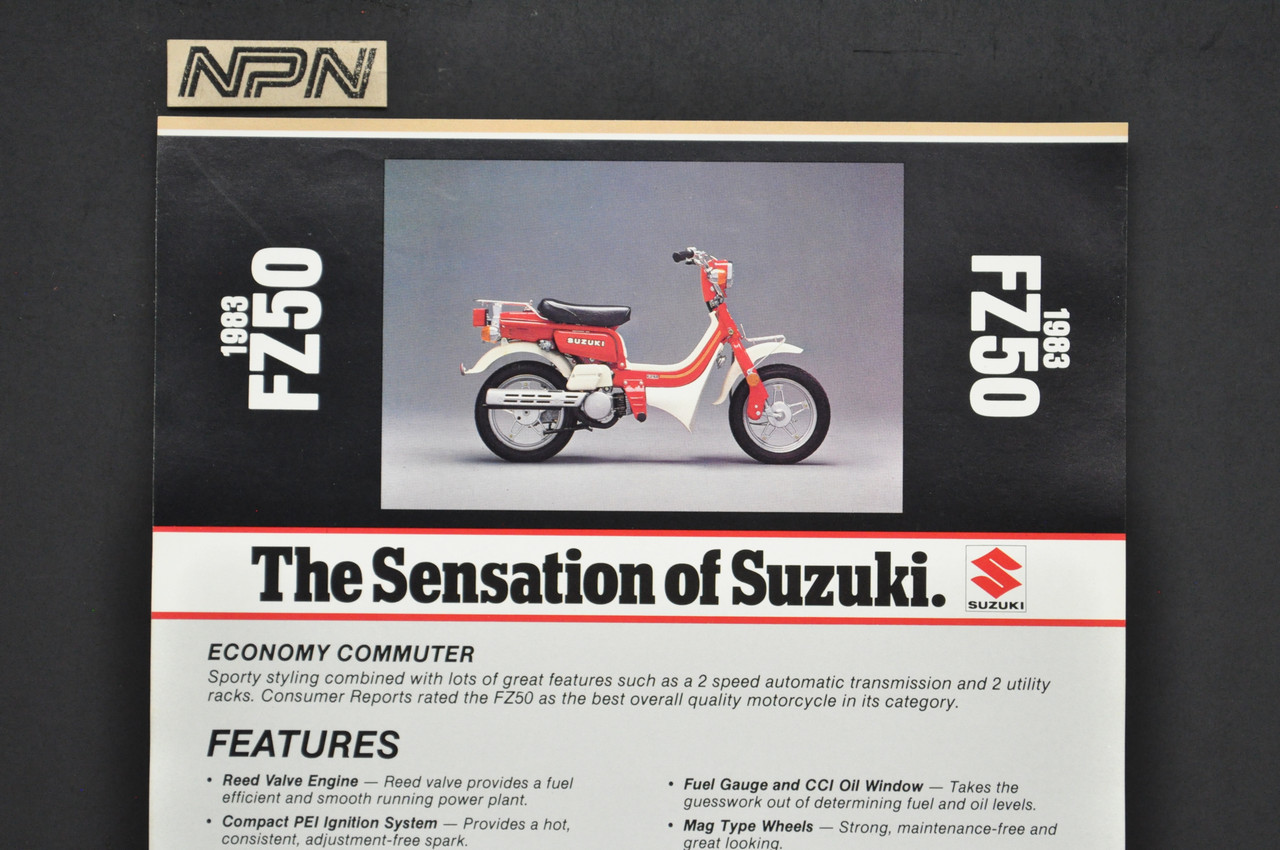 Vintage NOS 1983 Suzuki FZ50 Rascal Moped Brochure Dealer Spec Sheet OEM