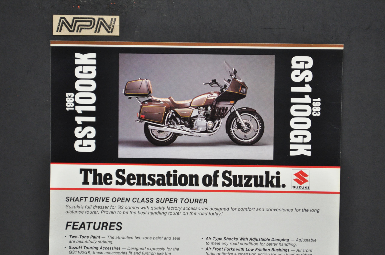 Vintage NOS 1983 Suzuki GS1100 GK Motorcycle Brochure OEM Dealer Spec Sheet