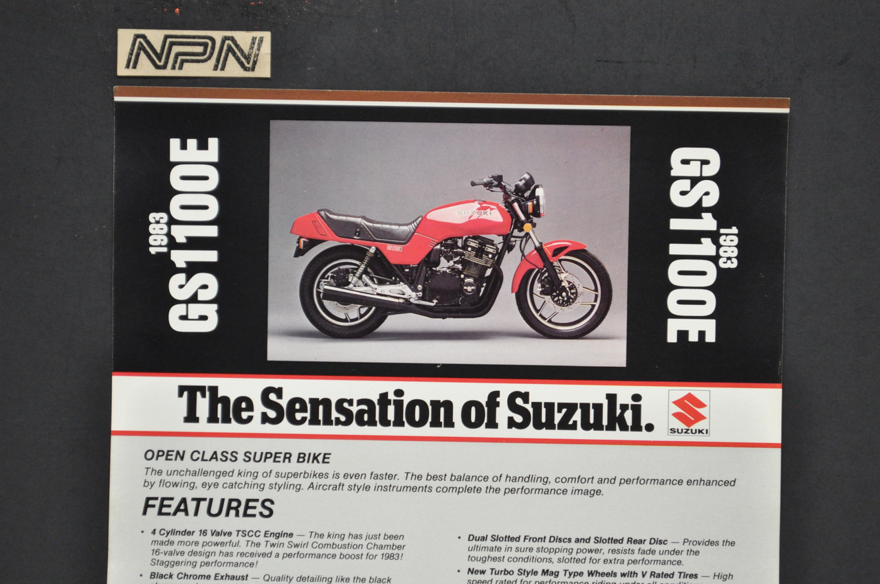 Vintage NOS 1983 Suzuki GS1100 E Motorcycle Brochure Dealer Spec Sheet OEM