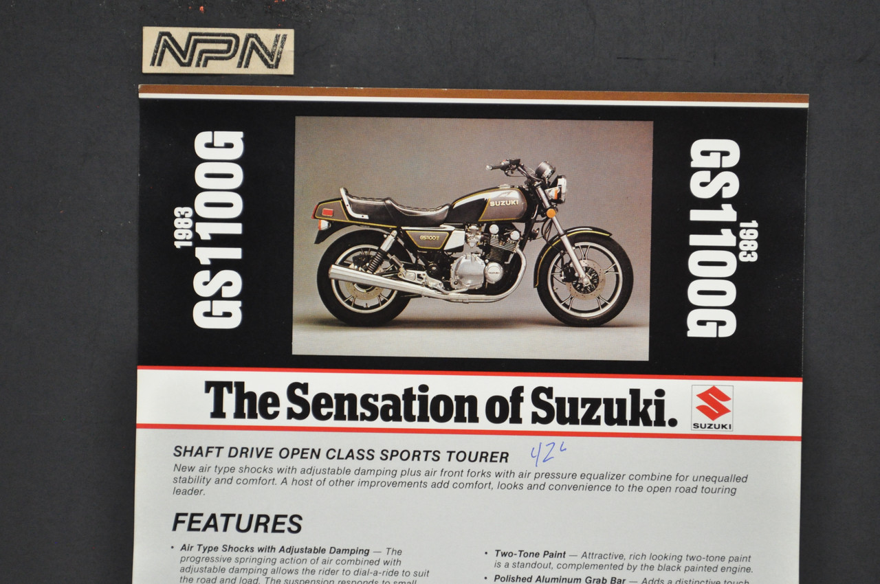 Vintage NOS 1983 Suzuki GS1100 G Motorcycle Brochure Dealer Spec Sheet OEM