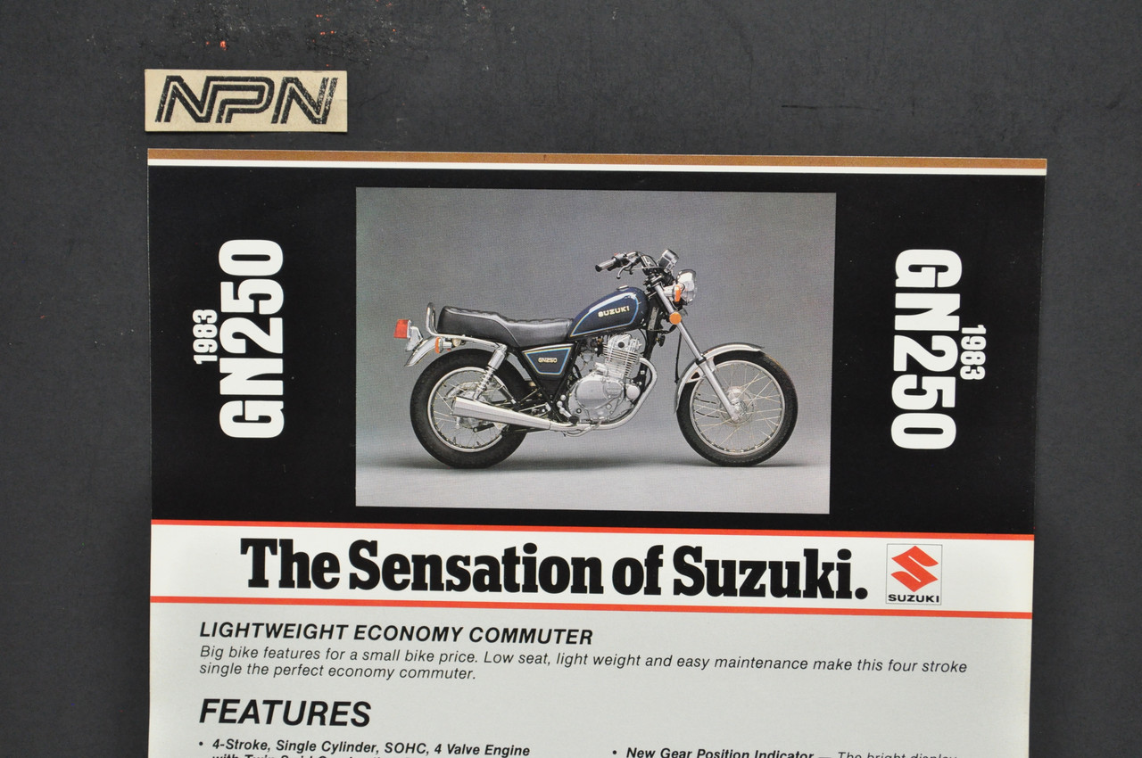 Vintage NOS 1983 Suzuki GN250 Motorcycle Brochure Dealer Spec Sheet OEM