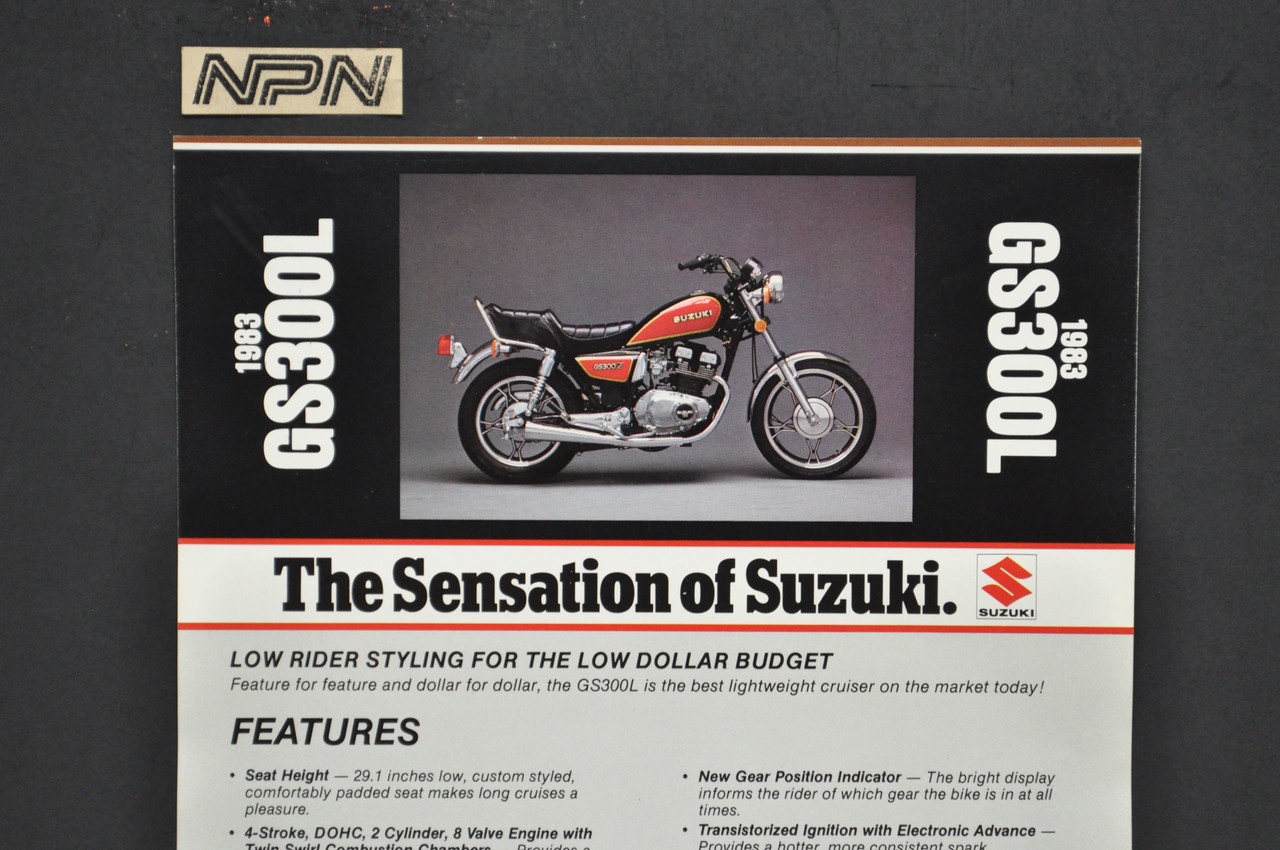 Vintage NOS 1983 Suzuki GS300 L Motorcycle Brochure Dealer Spec Sheet OEM