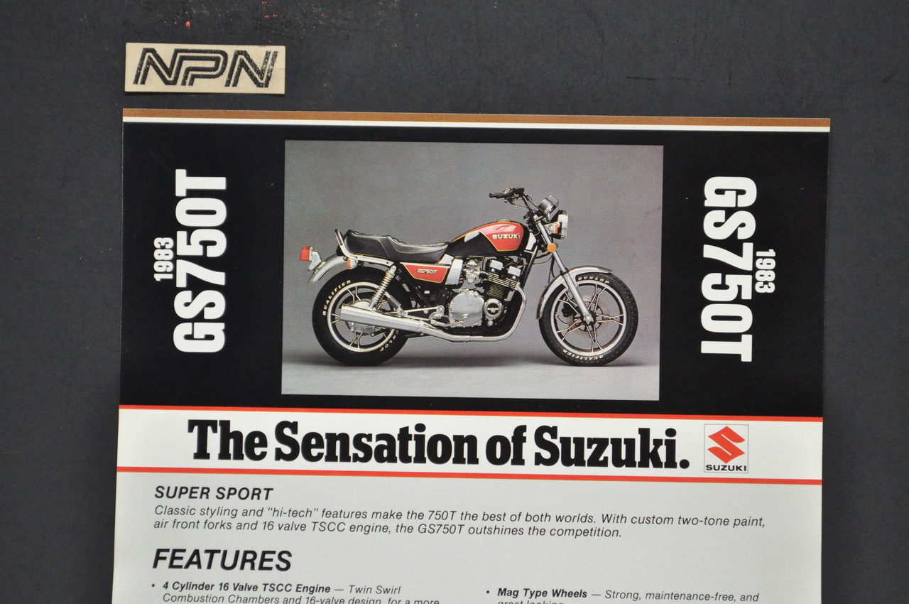 Vintage NOS 1983 Suzuki GS750 T Motorcycle Brochure Dealer Spec Sheet