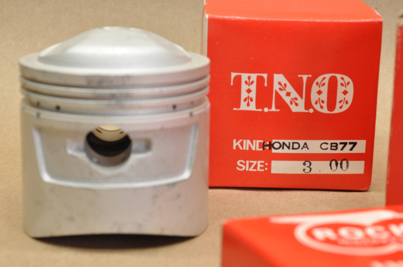 NOS Honda CB77 Rocky Big Bore 3.00 mm Oversize Piston, Ring, Pin & Clip Set S-12