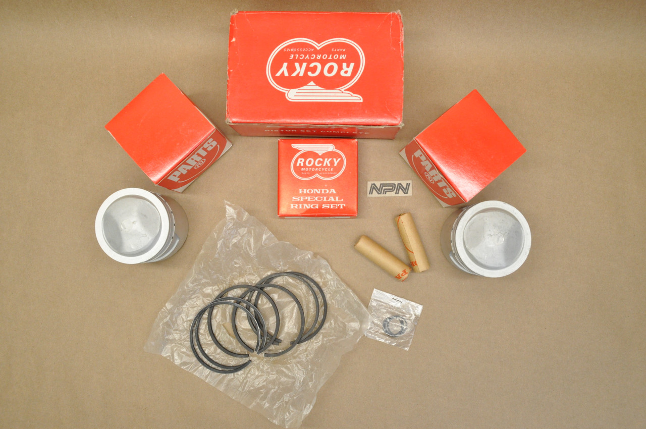 NOS Honda CB77 Rocky Big Bore 3.00 mm Oversize Piston, Ring, Pin & Clip Set S-12