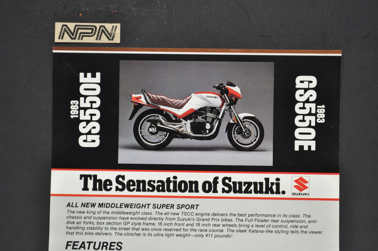Vintage NOS 1983 Suzuki GS550 E Motorcycle Brochure Dealer Spec Sheet