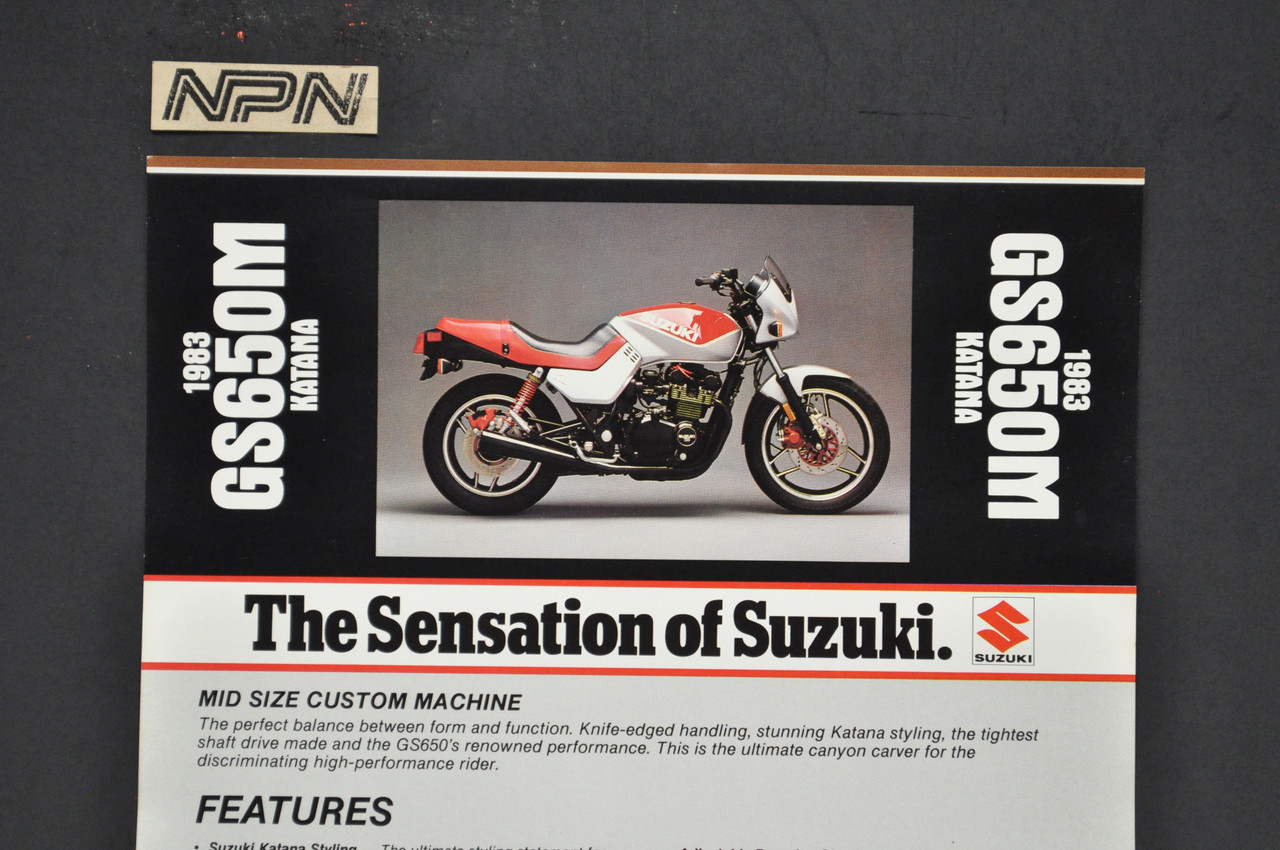 Vintage NOS 1983 Suzuki GS650 M Katana Motorcycle Brochure Dealer Spec Sheet OEM