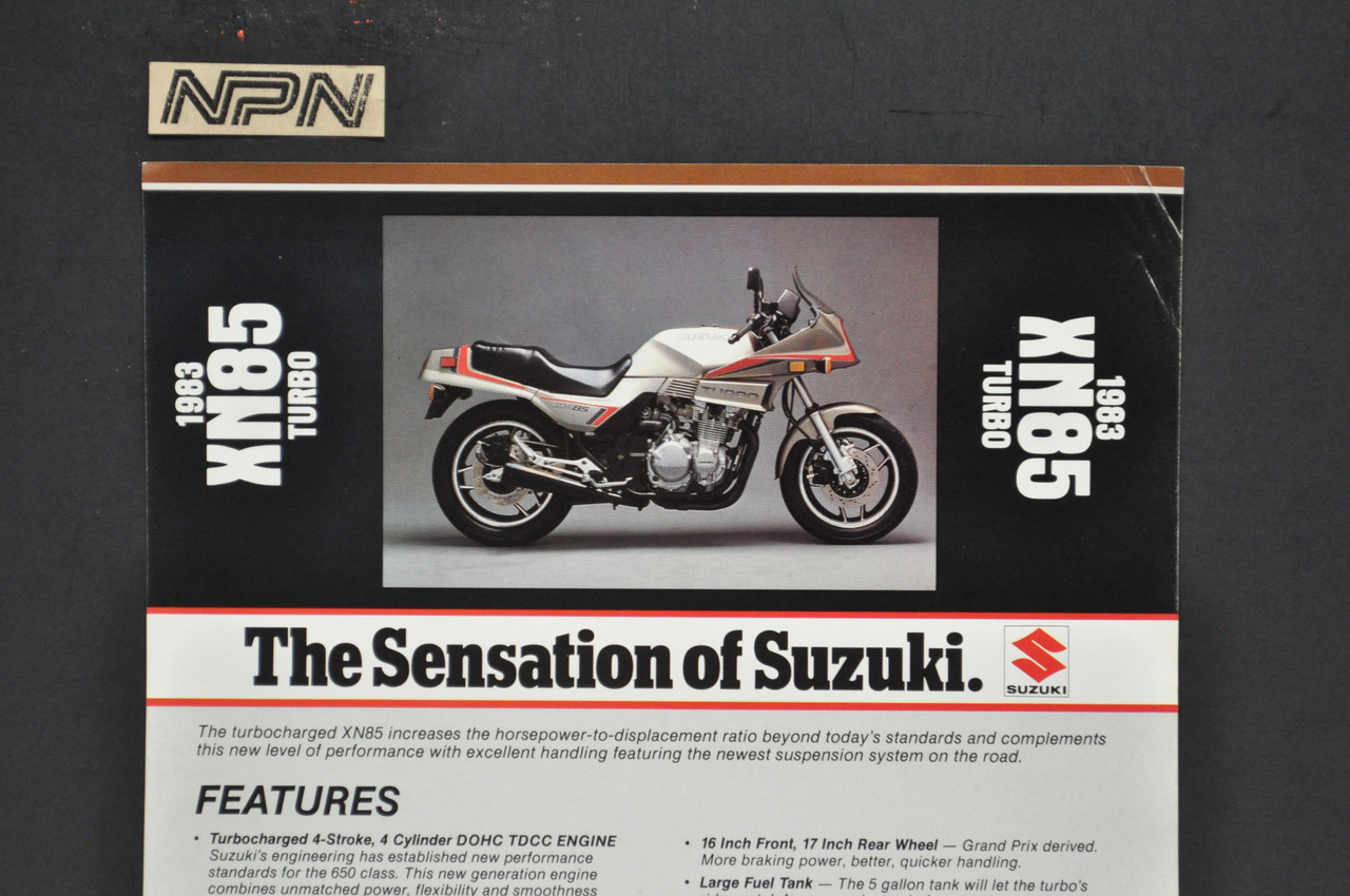 Vintage NOS 1983 Suzuki XN85 Turbo Motorcycle Brochure Dealer Spec Sheet READ