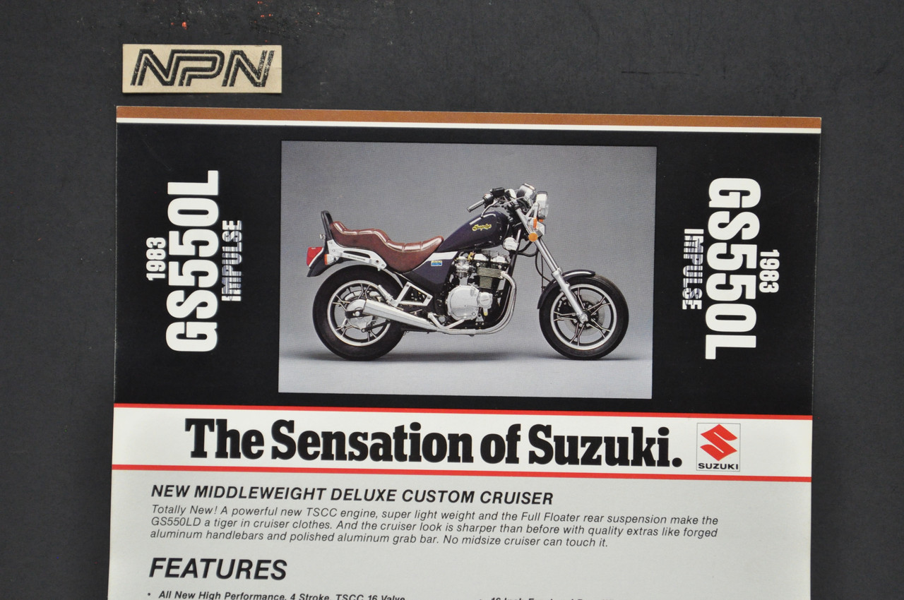 VTG NOS 1983 Suzuki GS550 L Impulse Motorcycle Brochure Dealer Spec Sheet READ