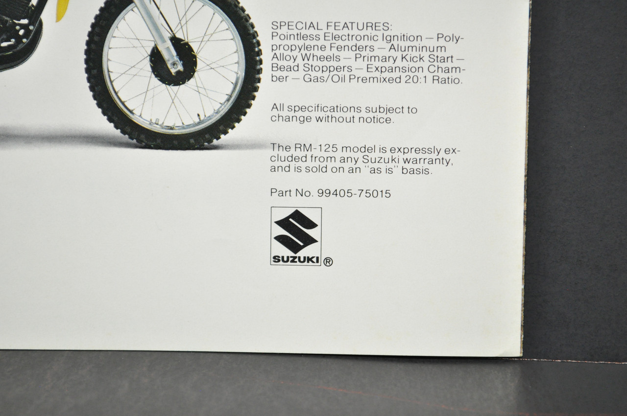 Vintage NOS 1975 Suzuki RM125 Motocross Brochure Motorcycle Dealer Specs OEM