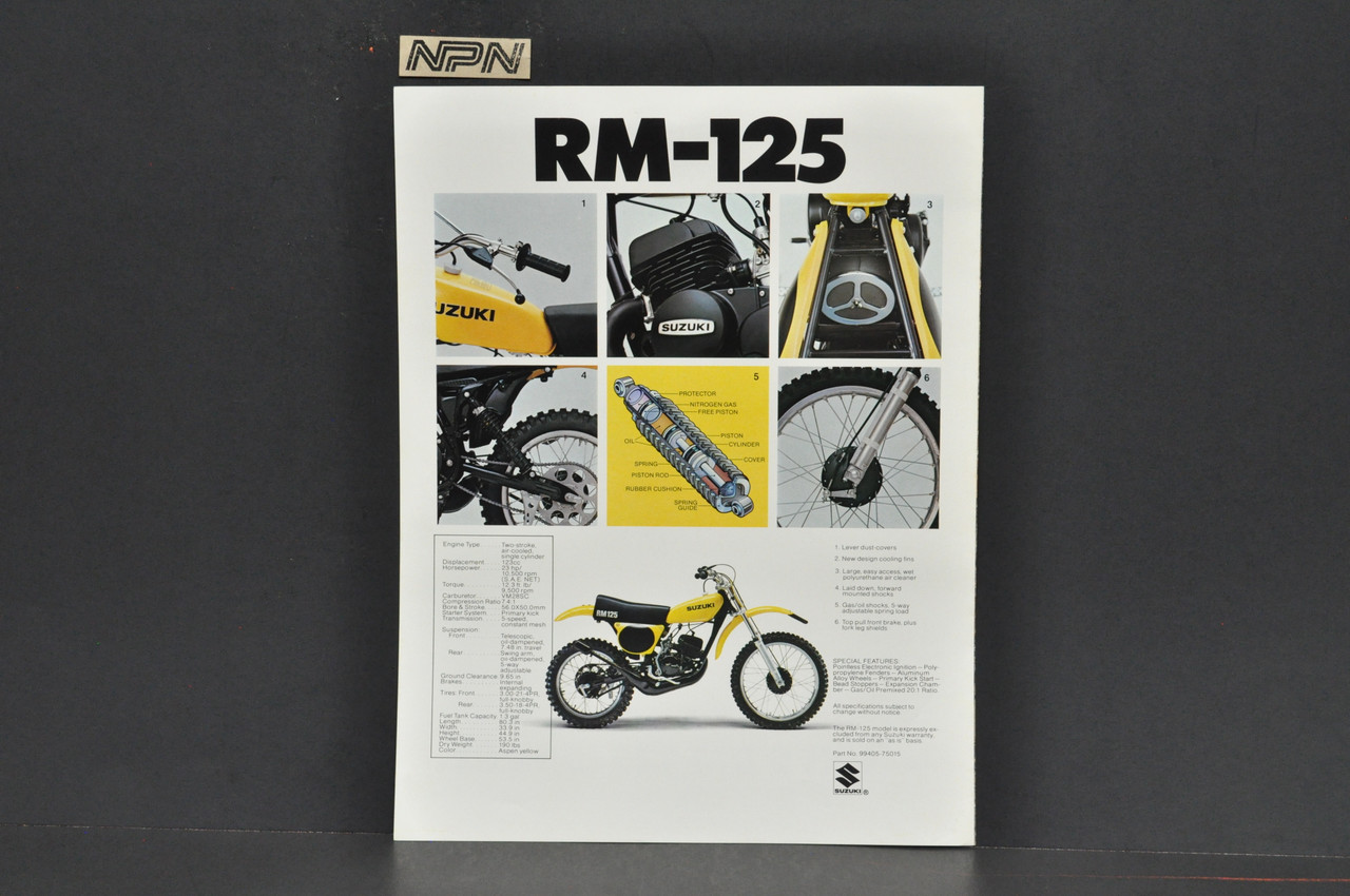 Vintage NOS 1975 Suzuki RM125 Motocross Brochure Motorcycle Dealer Specs OEM