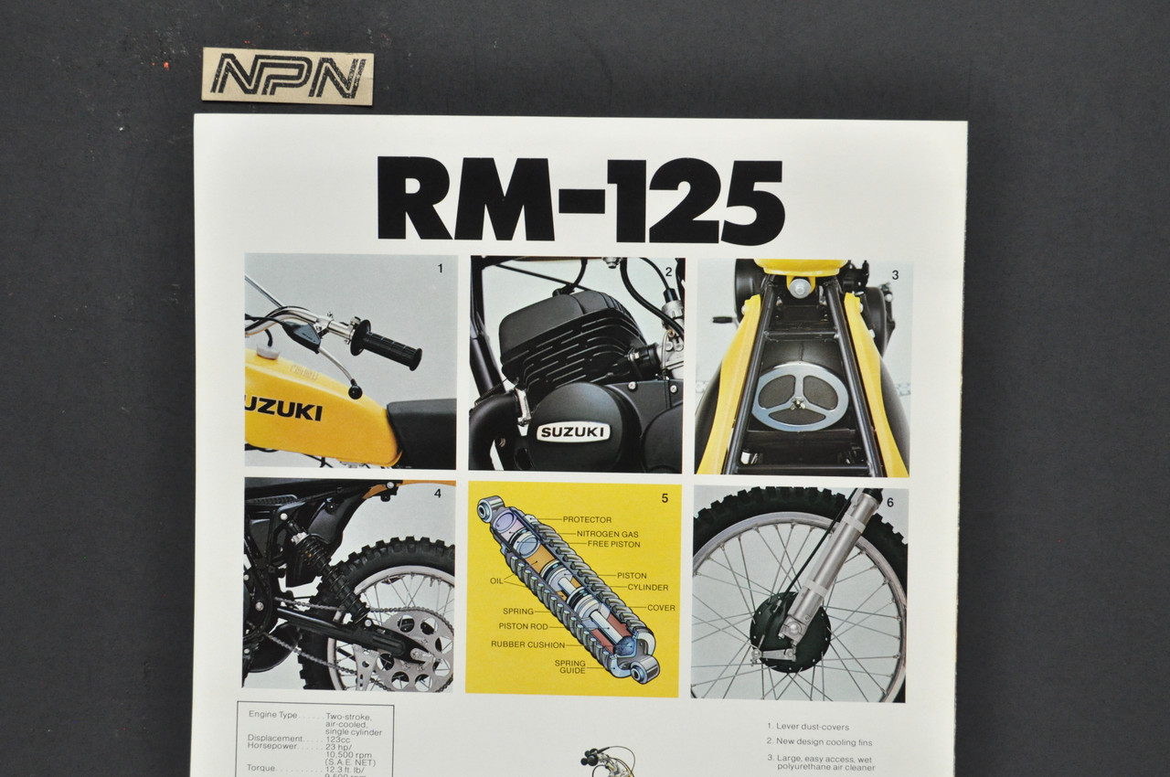 Vintage NOS 1975 Suzuki RM125 Motocross Brochure Motorcycle Dealer Specs OEM