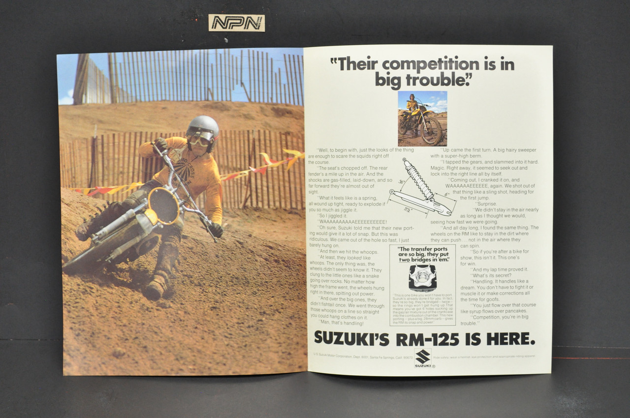 Vintage NOS 1975 Suzuki RM125 Motocross Brochure Motorcycle Dealer Specs OEM