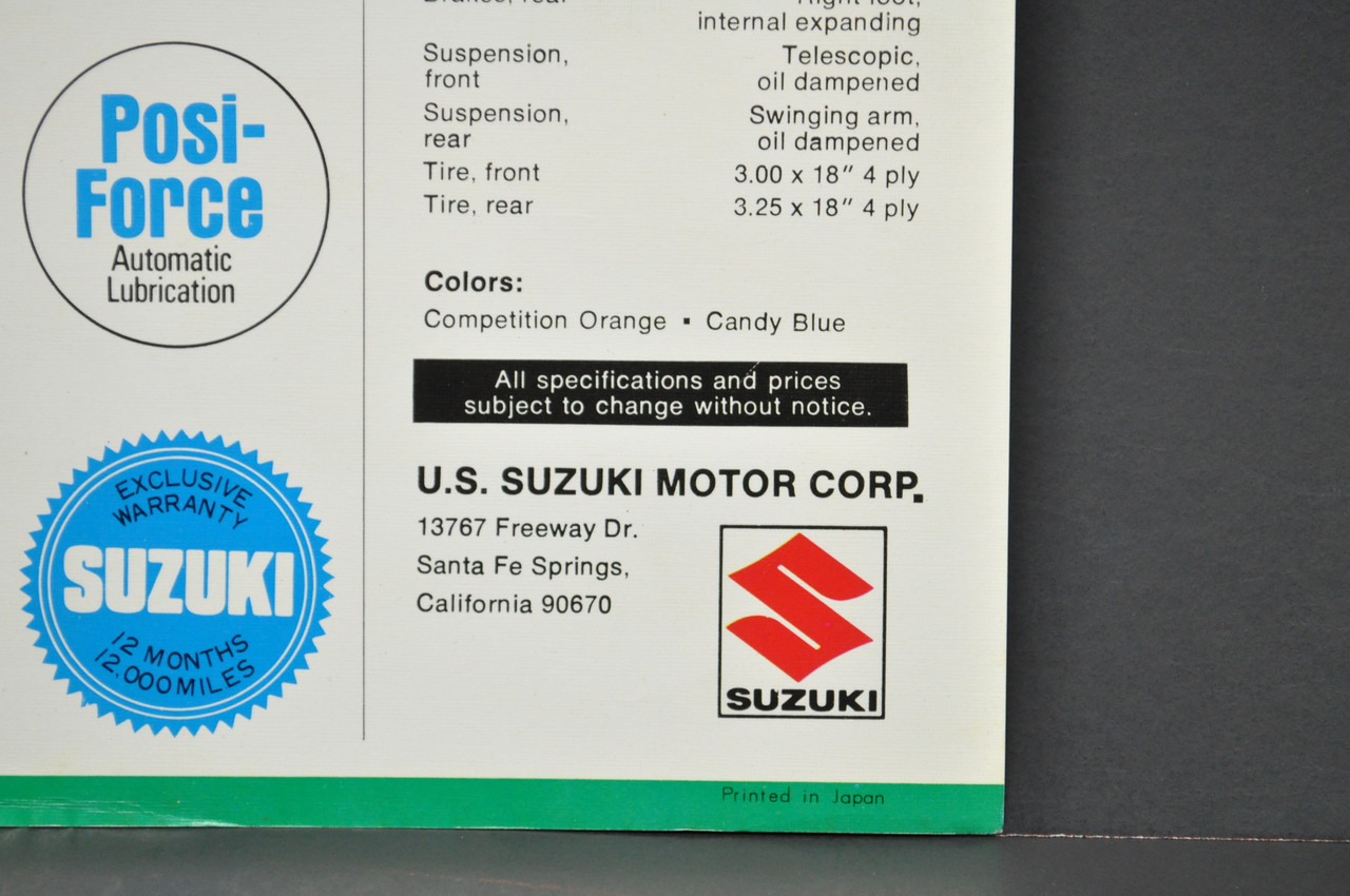 Vintage NOS 1968 Suzuki T305 Raider Motorcycle Brochure Dealer Specs OEM