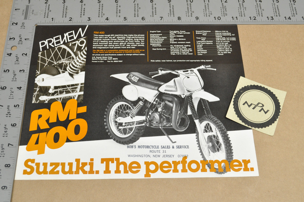 Vintage NOS 1979 Suzuki RM250 RM400 Motocross Brochure Motorcycle Dealer Specs