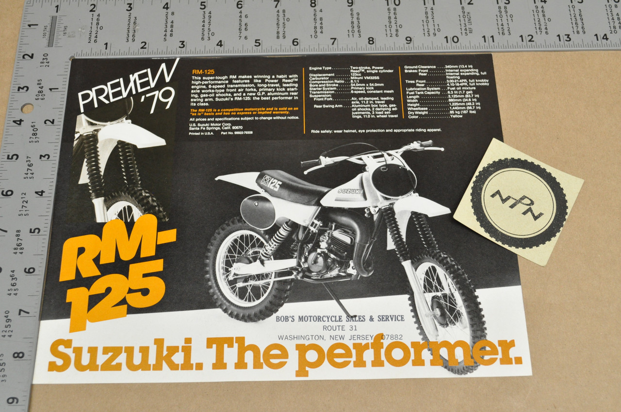 Vintage NOS 1979 Suzuki RM125 RM100 Motocross Preview Brochure Dealer Specs