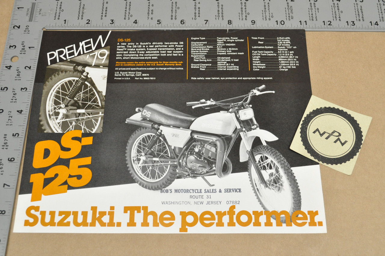 Vintage NOS 1979 Suzuki DS125 DS185 Motorcycle Preview Brochure Dealer Specs