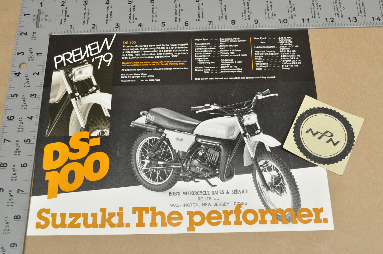 Vintage NOS 1979 Suzuki DS100 DS80 Motorcycle Preview Brochure Dealer Specs