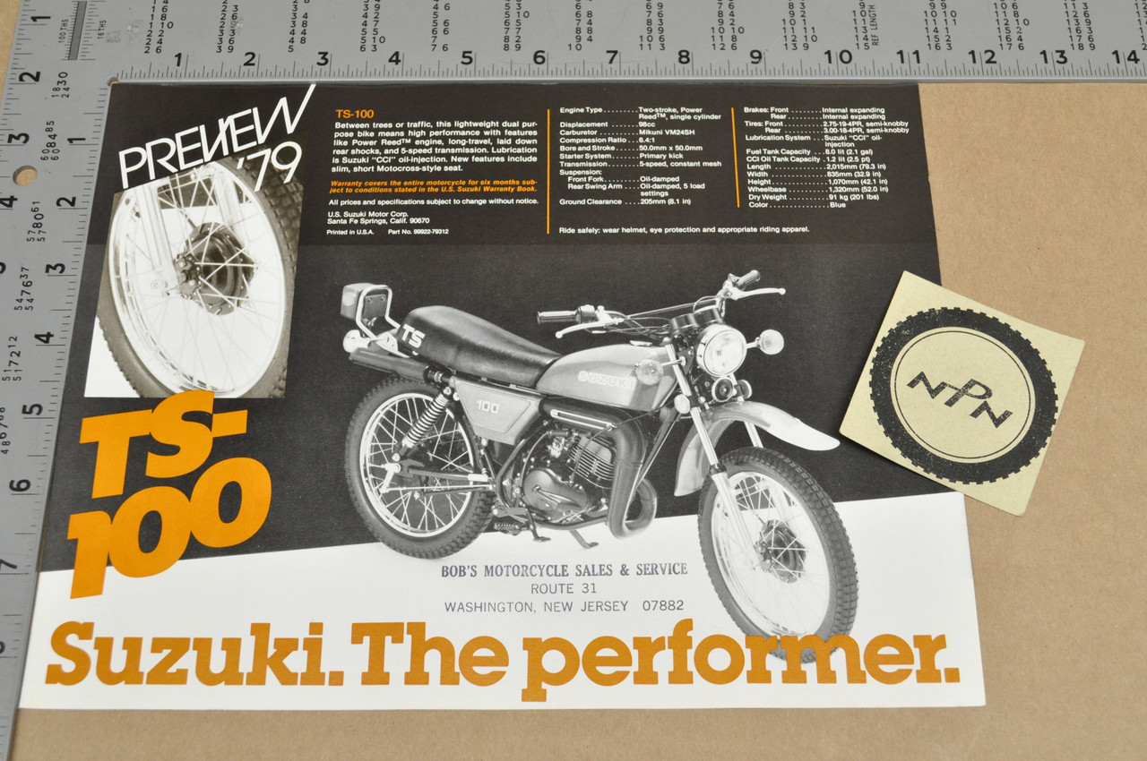 Vintage NOS 1979 Suzuki TS125 TS100 Motorcycle Preview Brochure Dealer Specs