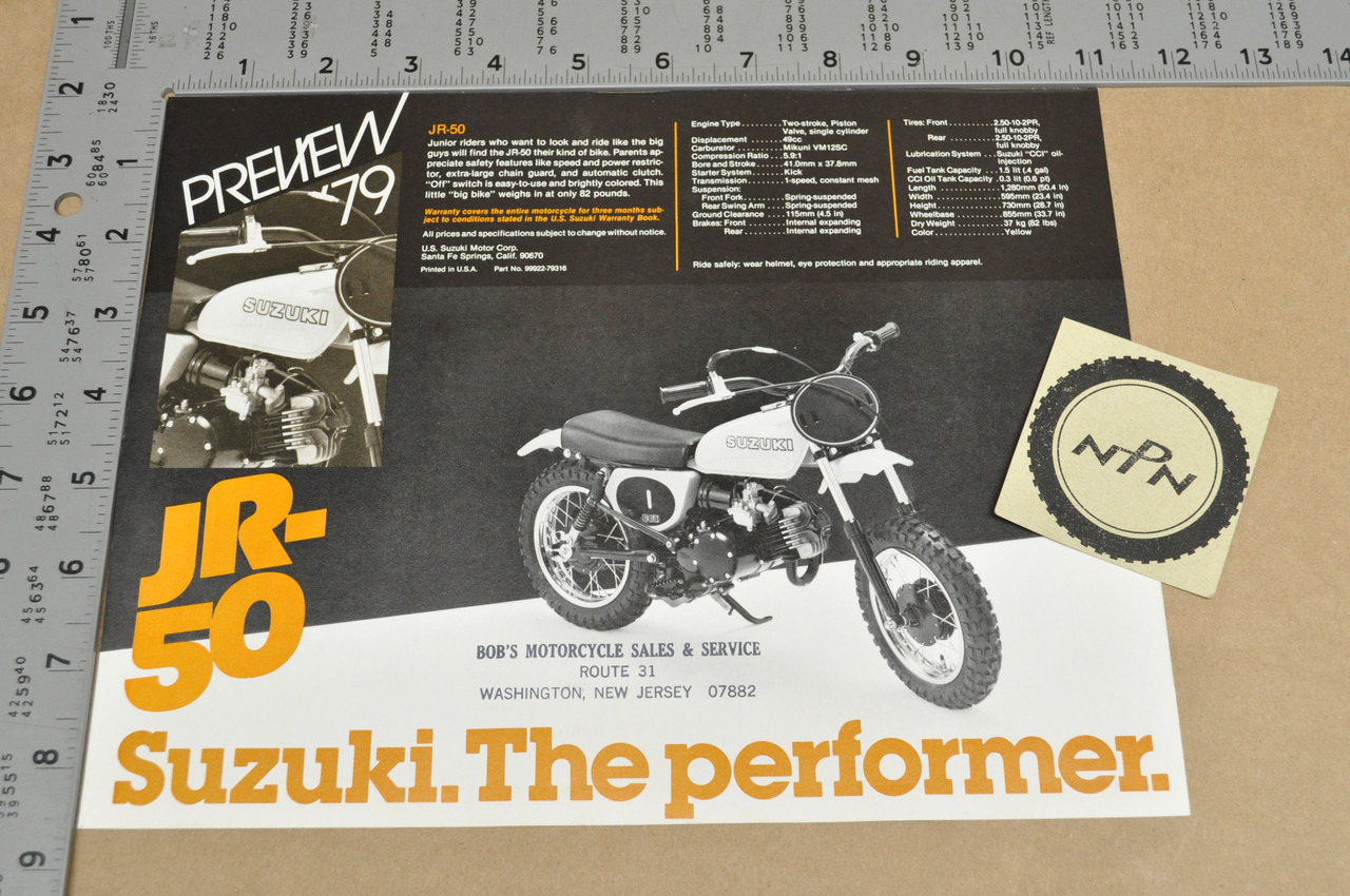 Vintage NOS 1979 Suzuki OR50 JR50 Motorcycle Preview Brochure Dealer Specs