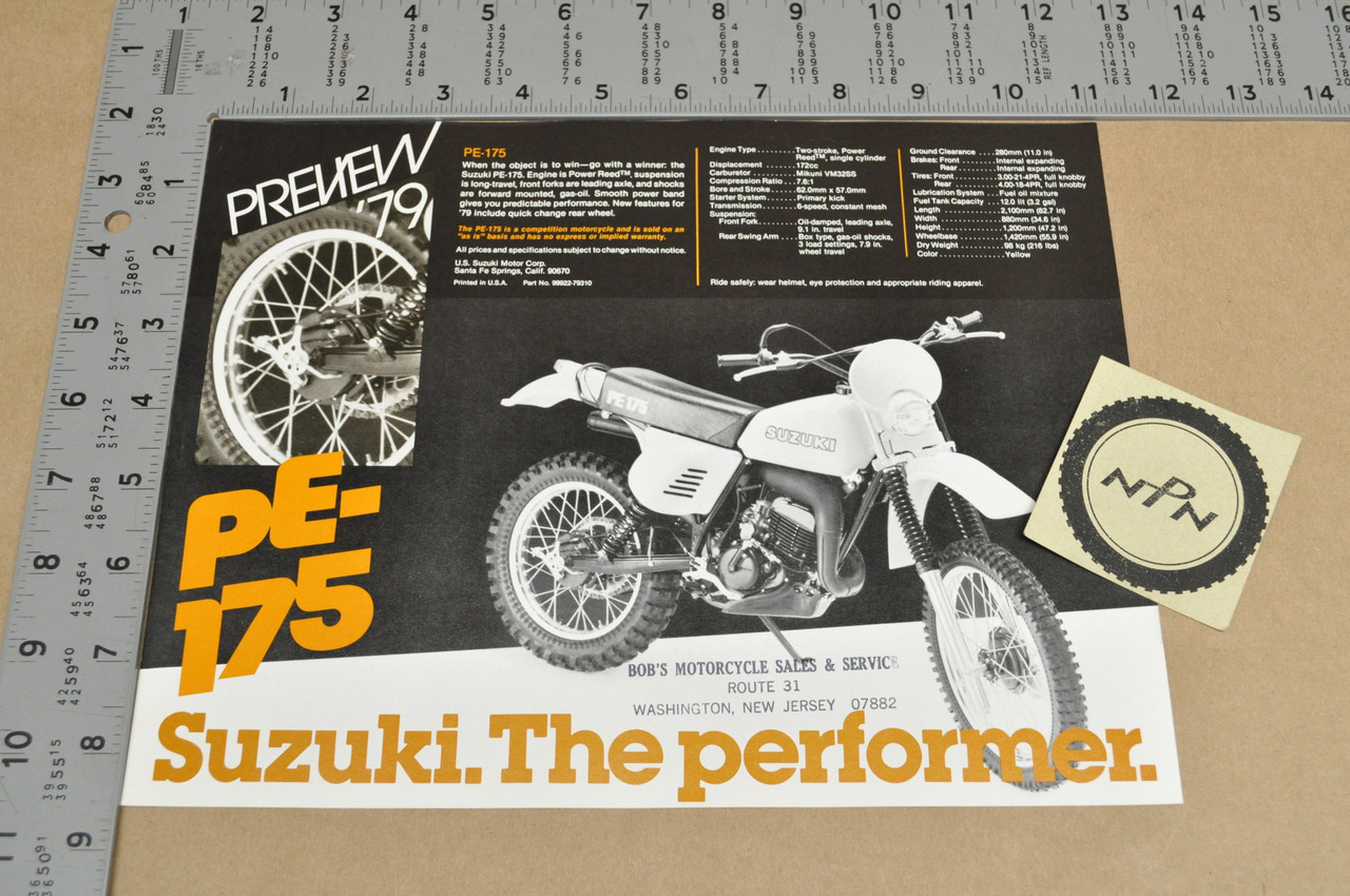 Vintage NOS 1979 Suzuki PE250 PE175 Motorcycle Preview Brochure Dealer Specs