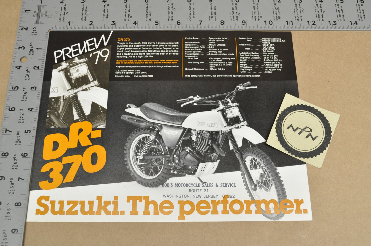 Vintage NOS 1979 Suzuki DR370 SP370 Motorcycle Preview Brochure Dealer Specs