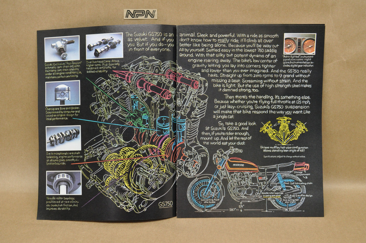 Vintage NOS 1976 Suzuki GS750 GS550 GS400 Sales Brochure OEM Dealer Motorcycle