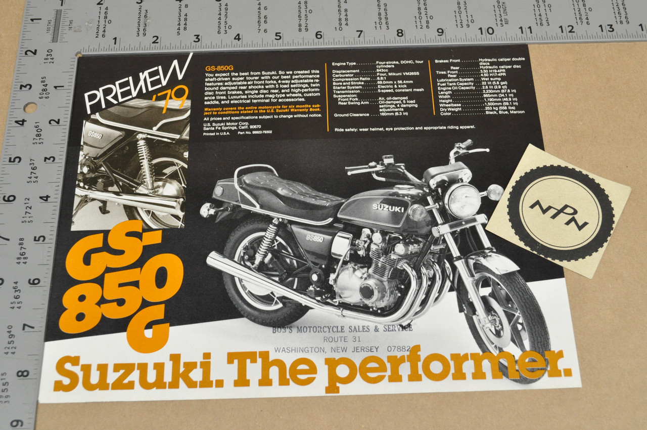 Vintage NOS 1979 Suzuki GS850 E Motorcycle Preview Brochure Dealer Specs