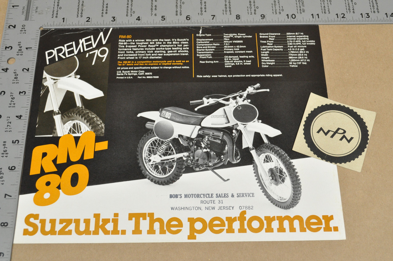 Vintage NOS 1979 Suzuki RM50 RM80 Motorcycle Preview Brochure Dealer Specs