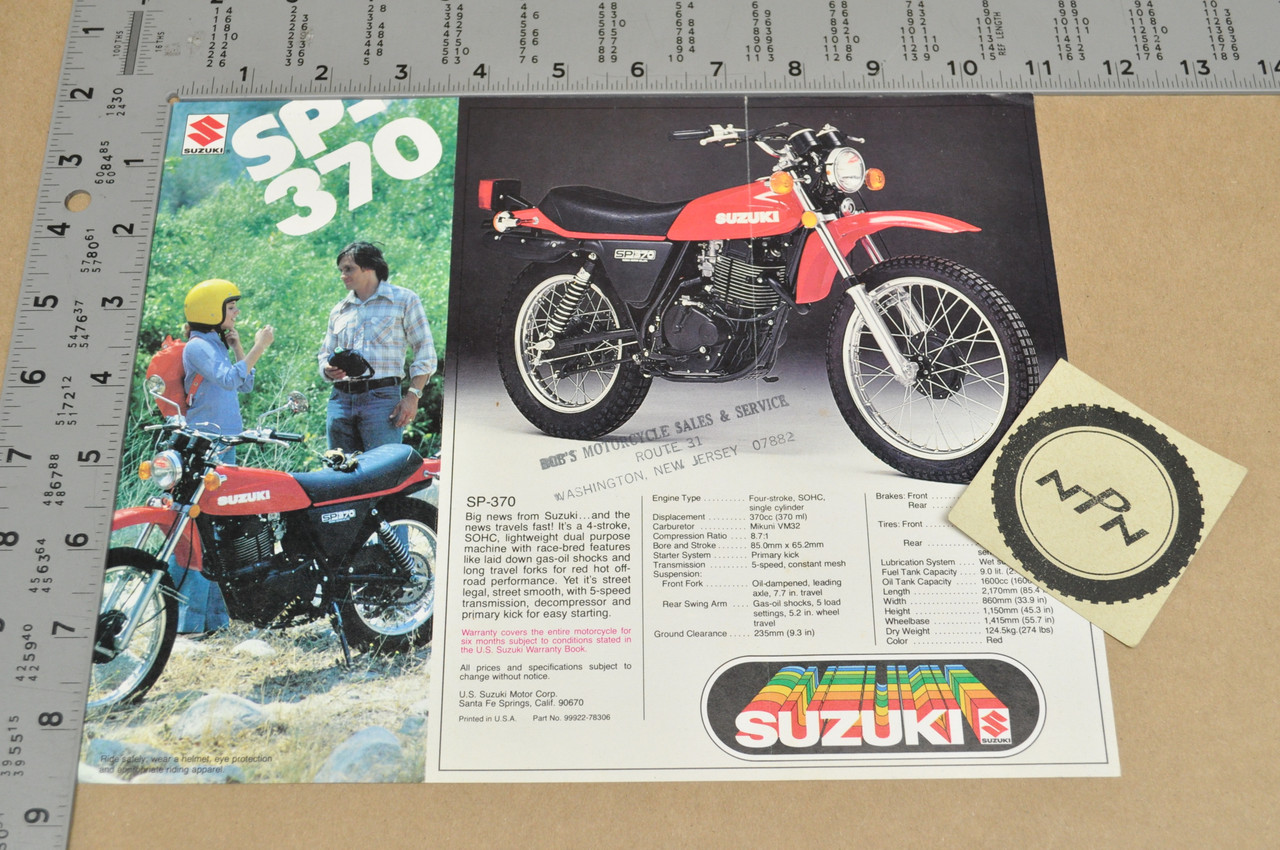 Vintage NOS 1978 Suzuki DR370 SP370 Motorcycle Brochure OEM Dealer Specs
