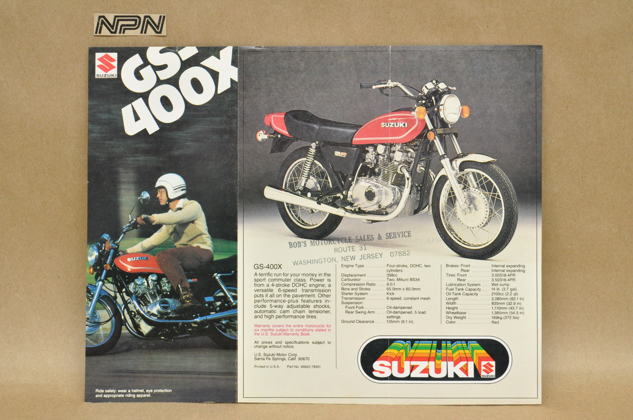 Vintage NOS 1978 Suzuki GS400 X Motorcycle Brochure OEM Dealer Specs