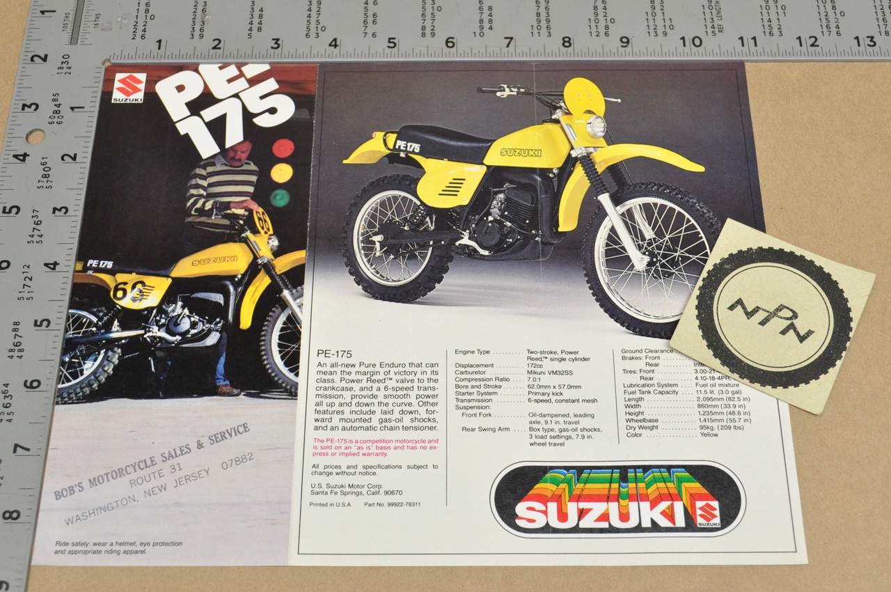 Vintage NOS 1978 Suzuki PE250 PE175 Motorcycle Brochure OEM Dealer Specs