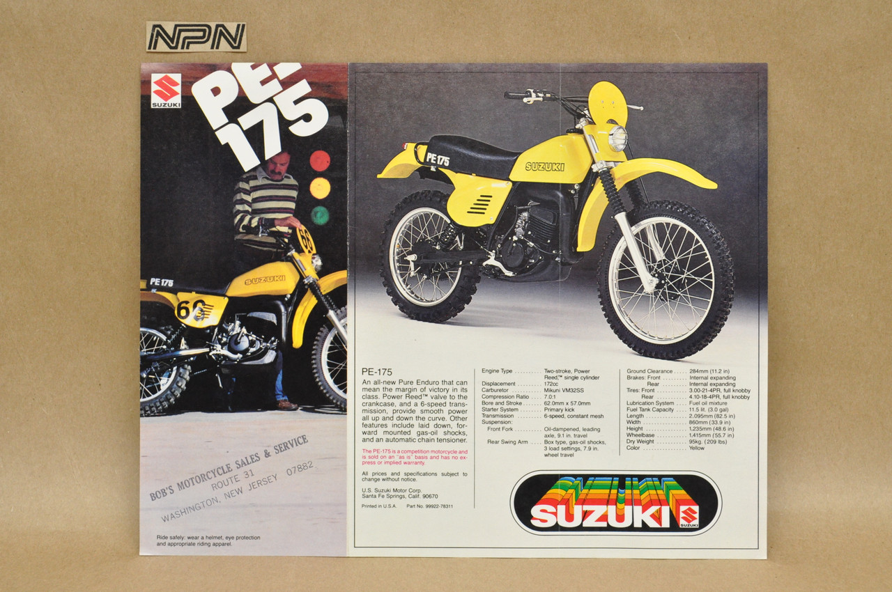 Vintage NOS 1978 Suzuki PE250 PE175 Motorcycle Brochure OEM Dealer Specs