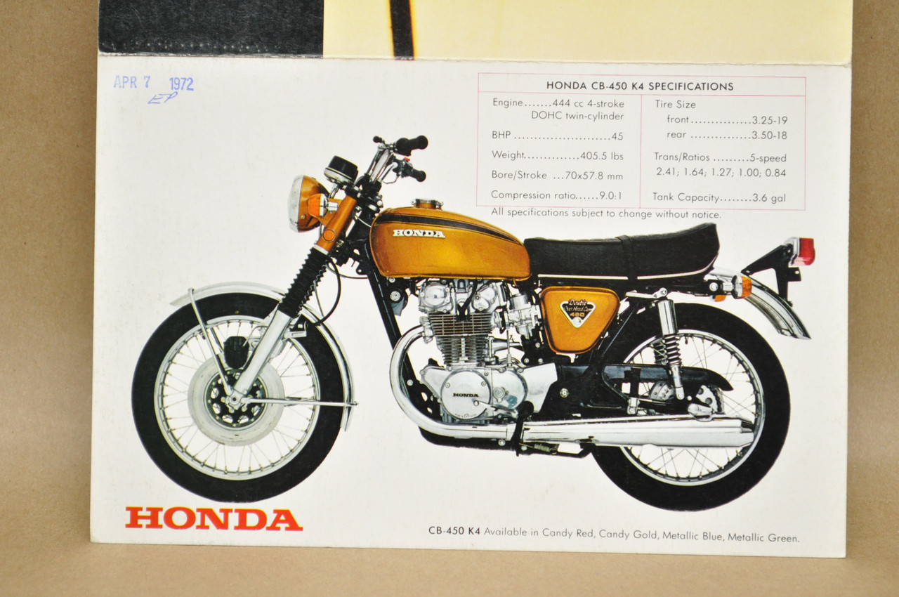 Vintage NOS 1971 Honda CB450 K4 Super Sport 450 Brochure OEM Dealer Specs