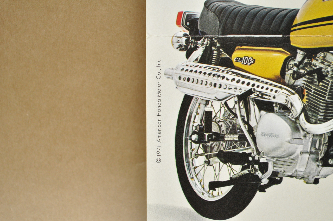 Vintage NOS 1971 Honda CL100 K1 Scrambler 100 Brochure OEM Dealer Specs