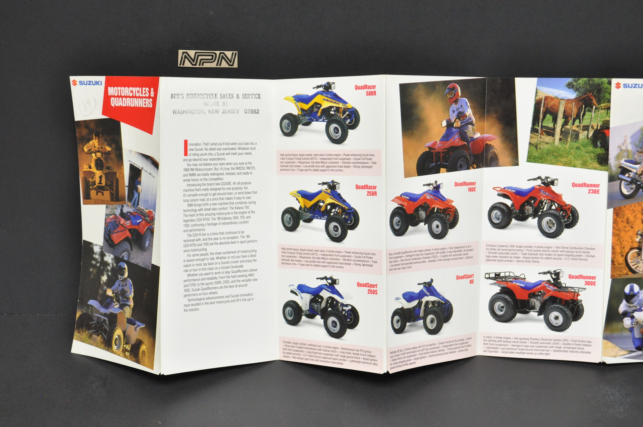 VTG NOS 1989 Suzuki Full Line Brochure RM DR DS JR QuadRunner OEM Dealer Sales