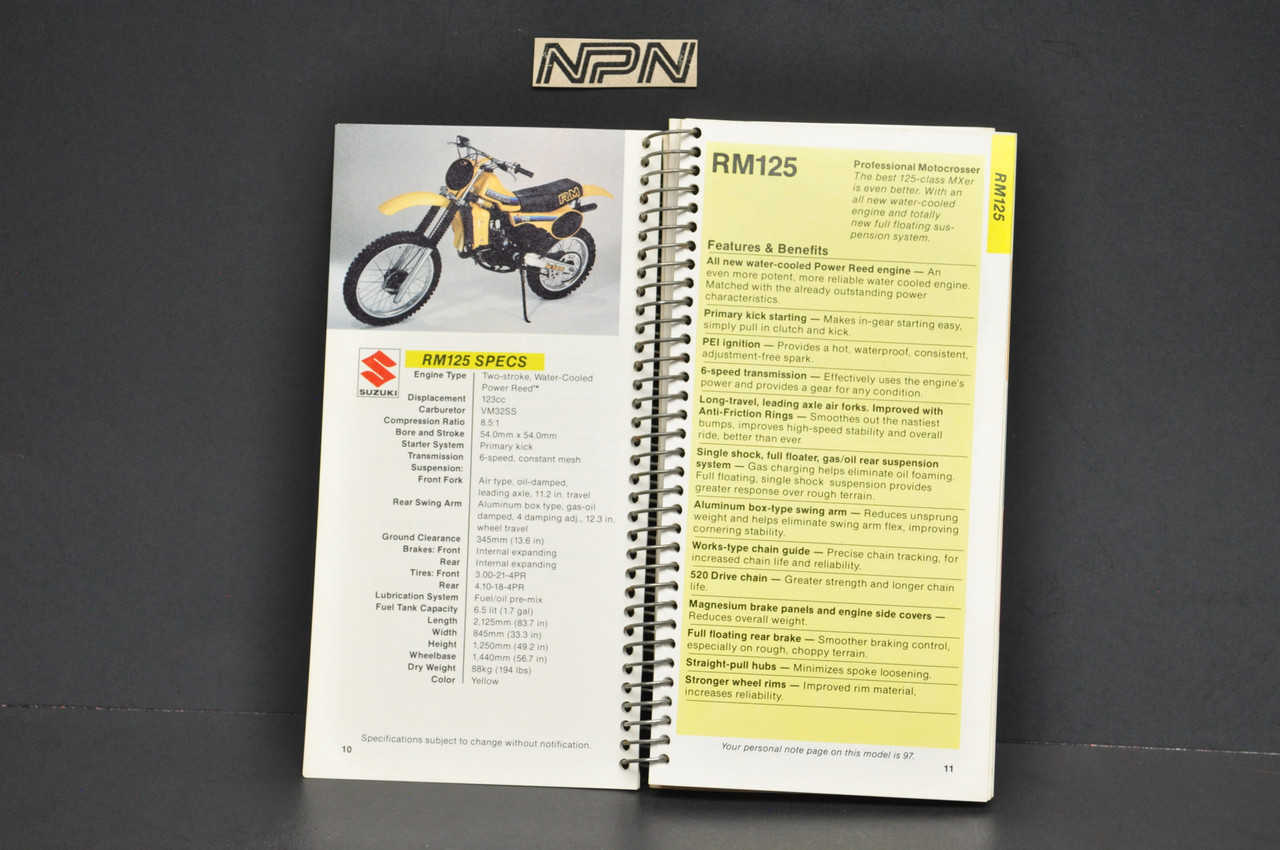 Vintage NOS 1981 Suzuki Motorcycle Sales Guide GS1100 E RM250 RM125 PE400 DR500