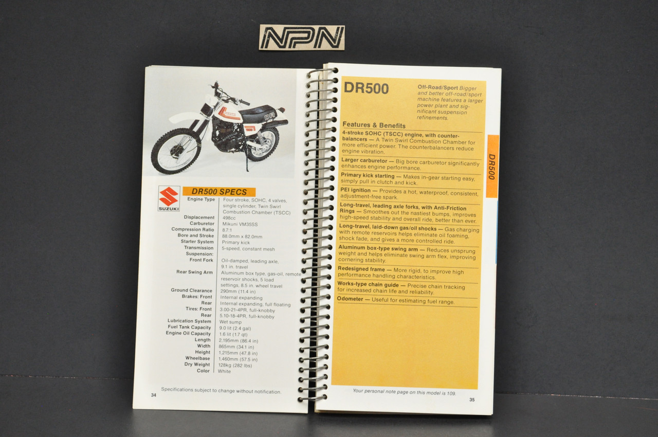 Vintage NOS 1981 Suzuki Motorcycle Sales Guide GS1100 E RM250 RM125 PE400 DR500