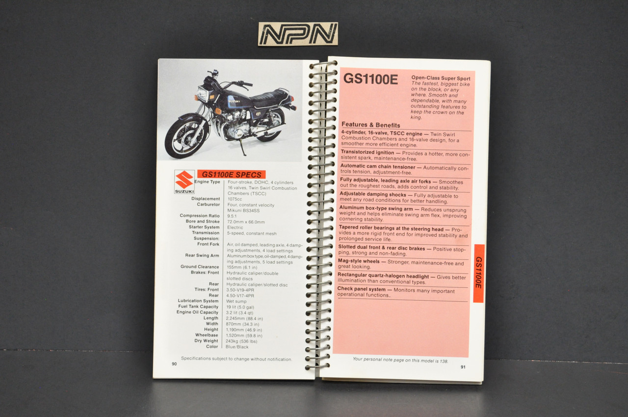 Vintage NOS 1981 Suzuki Motorcycle Sales Guide GS1100 E RM250 RM125 PE400 DR500