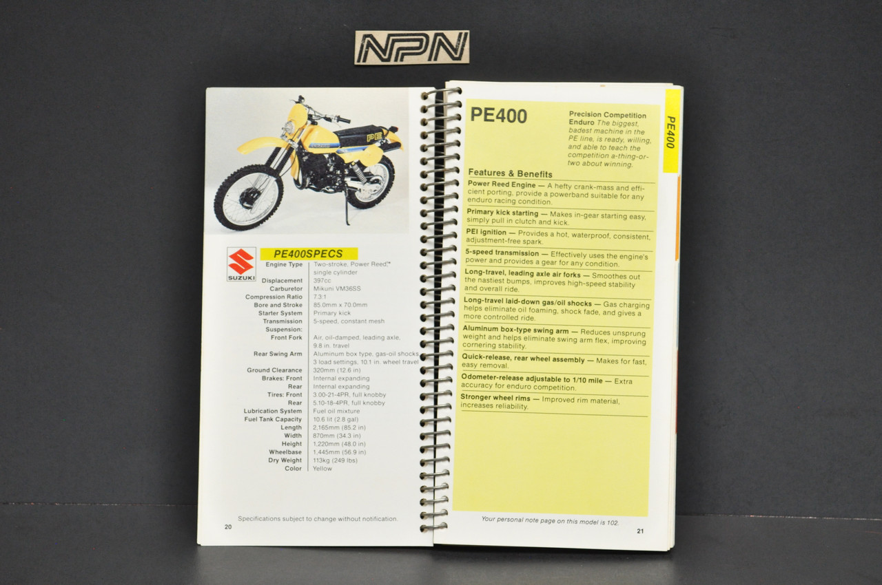 Vintage NOS 1981 Suzuki Motorcycle Sales Guide GS1100 E RM250 RM125 PE400 DR500