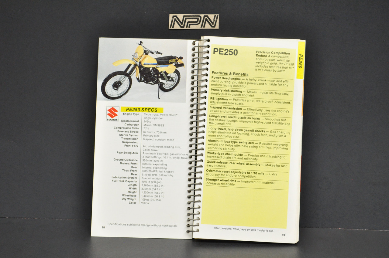 Vintage NOS 1981 Suzuki Motorcycle Sales Guide GS1100 E RM250 RM125 PE400 DR500