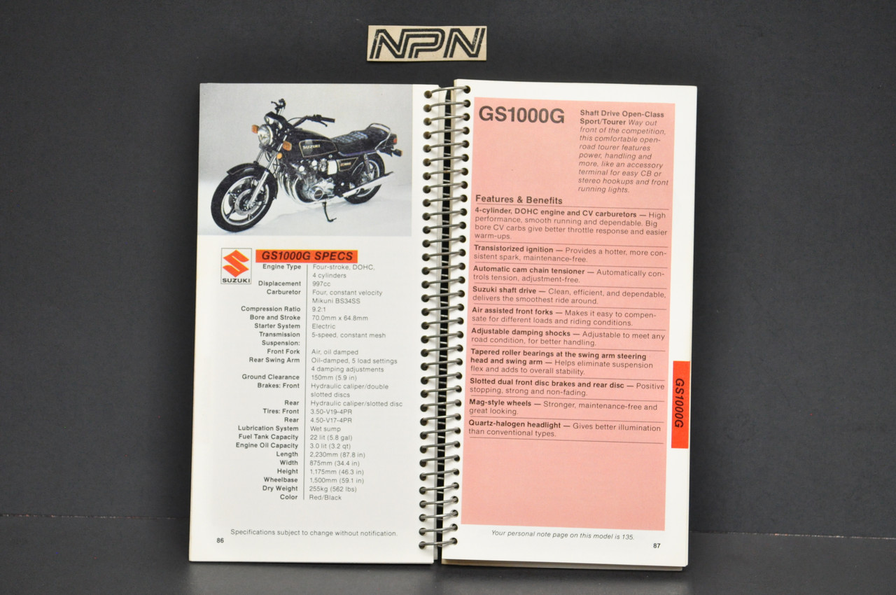 Vintage NOS 1981 Suzuki Motorcycle Sales Guide GS1100 E RM250 RM125 PE400 DR500