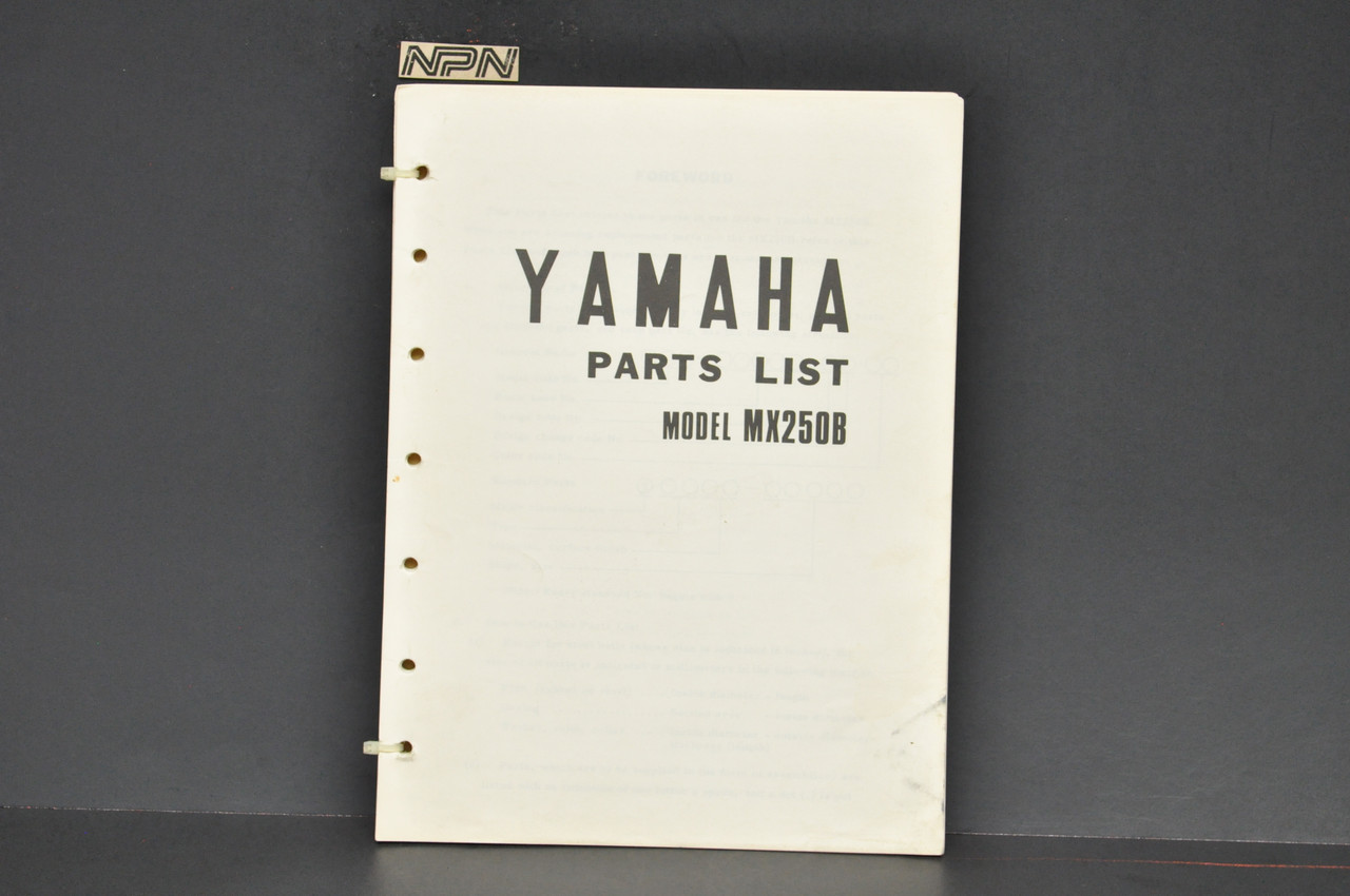 Vintage 1975 Yamaha MX250 B Motorcycle Parts List Catalog Manual Diagram Book