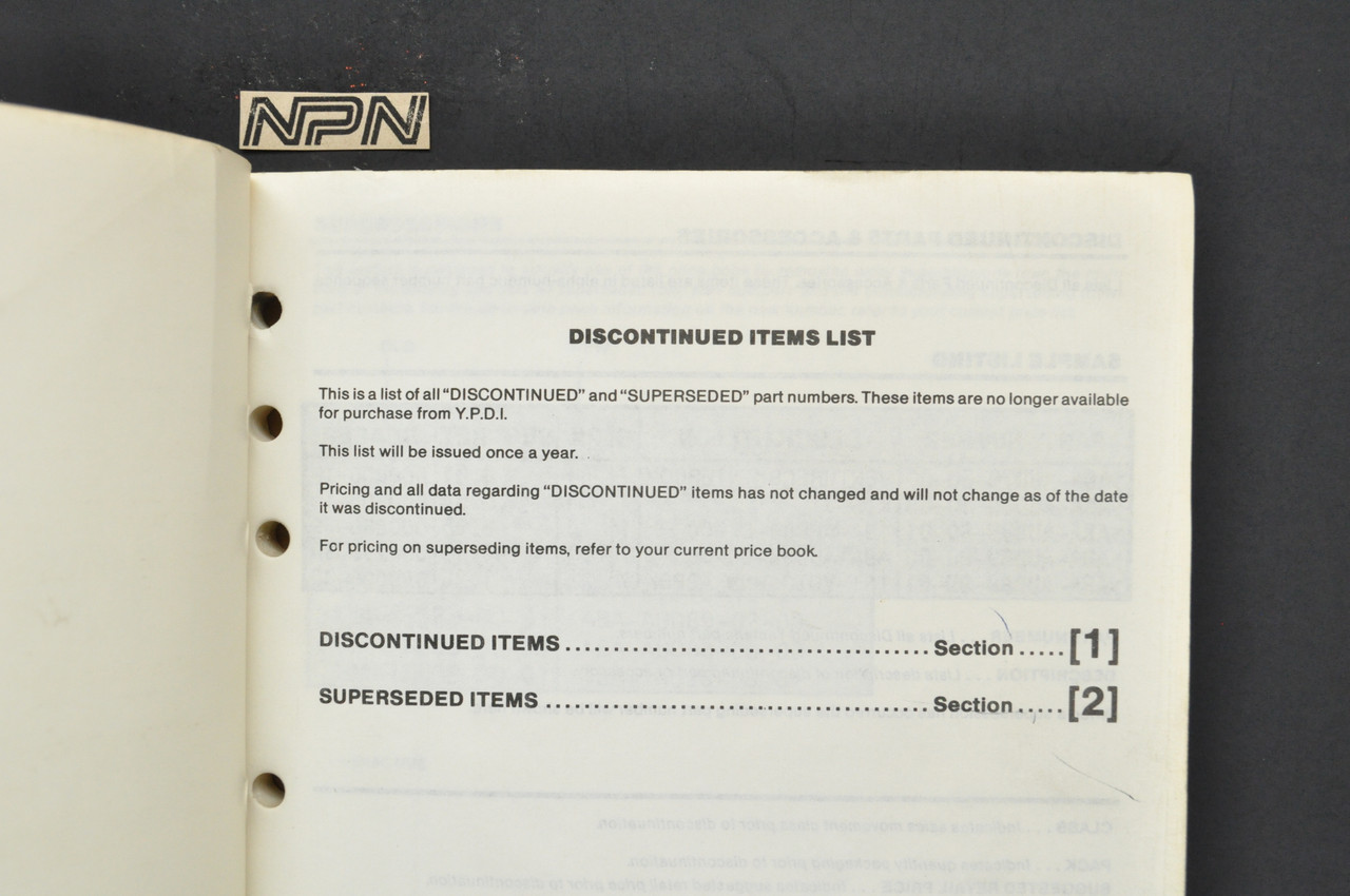VTG 1988 Yamaha ATV Motorcycle Supersession Inactive Discontinued List Manual