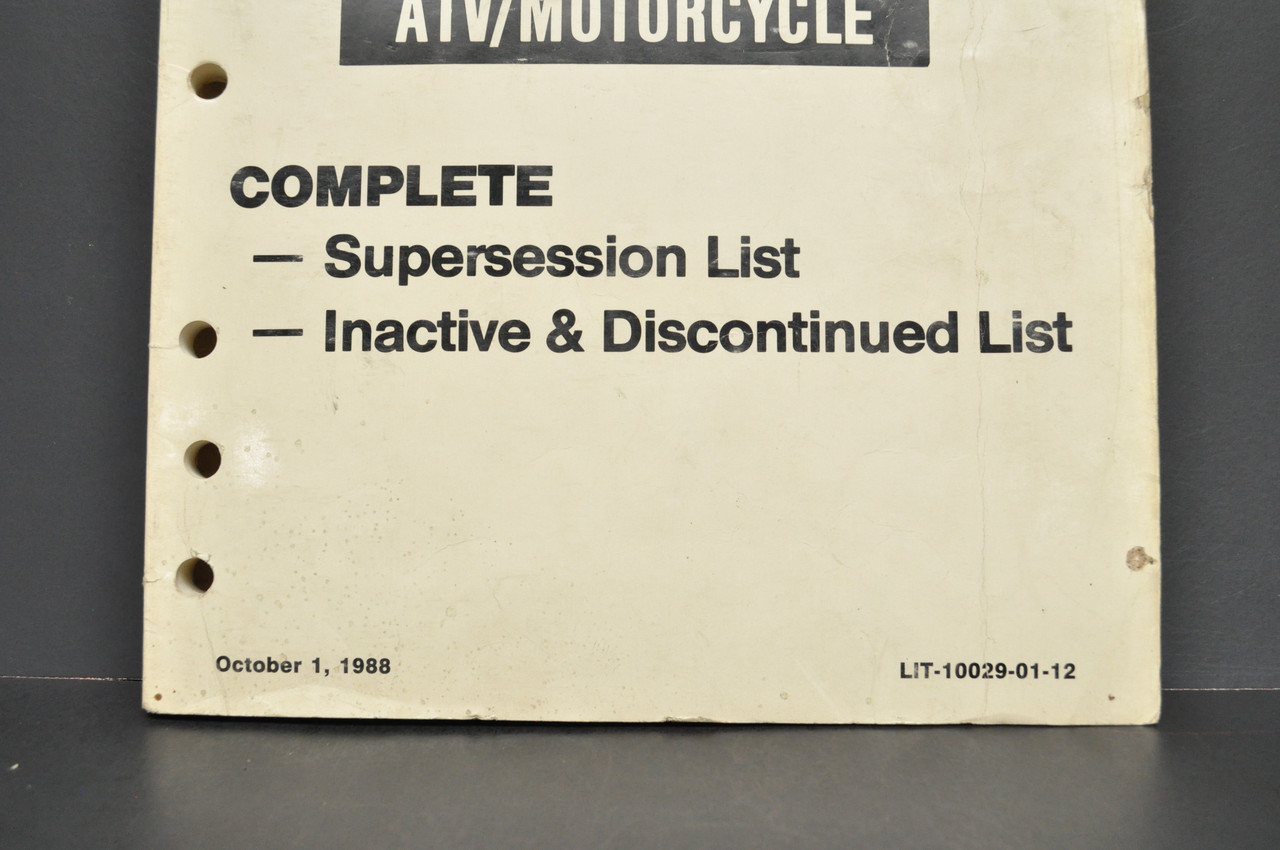 VTG 1988 Yamaha ATV Motorcycle Supersession Inactive Discontinued List Manual