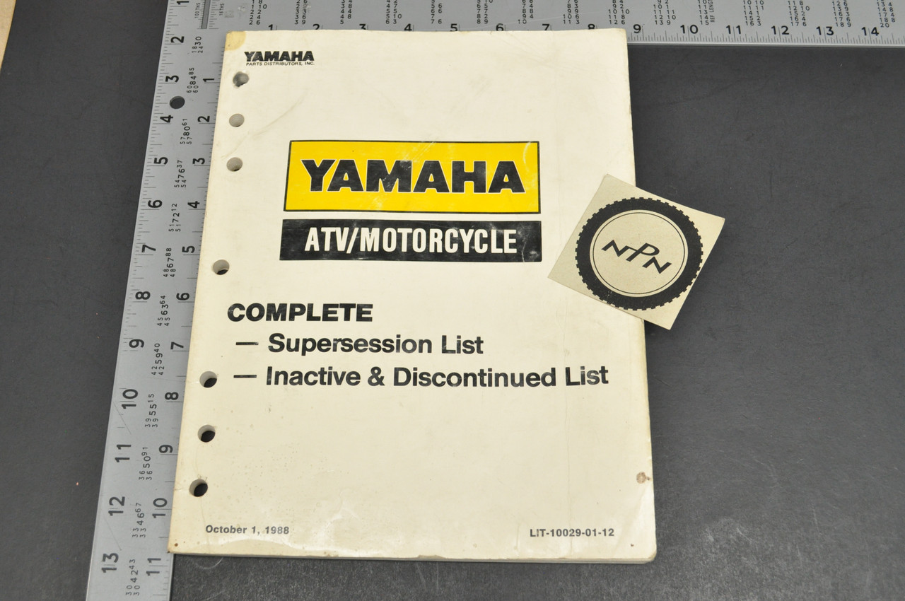 VTG 1988 Yamaha ATV Motorcycle Supersession Inactive Discontinued List Manual