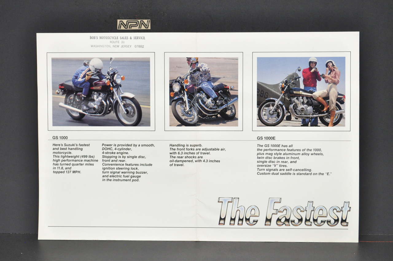 Vintage 1978 Suzuki GS1000 E Motorcycle Sales Brochure Dealer Specs OEM