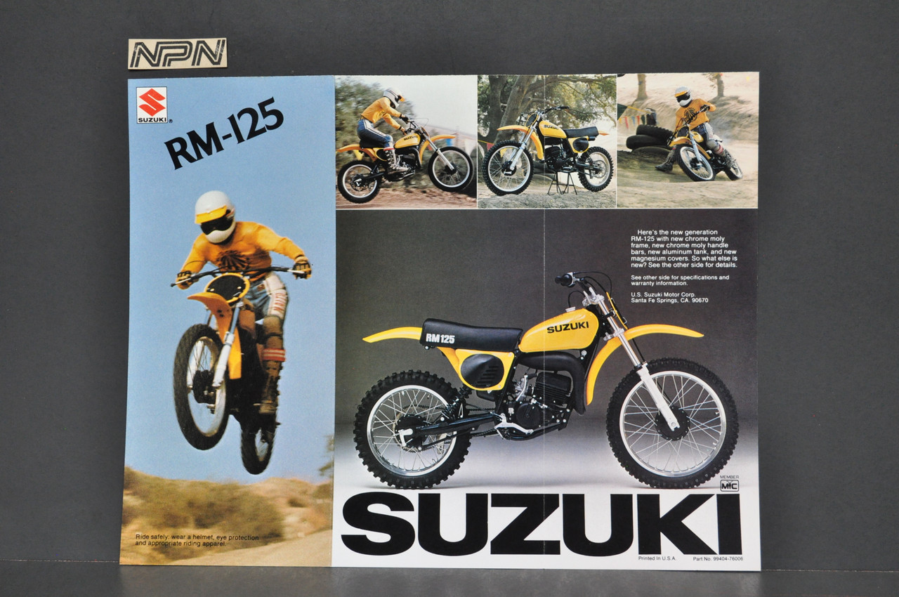 Vintage NOS 1976 Suzuki RM125 Motorcycle Brochure Motocross Specs Dealer Stamp