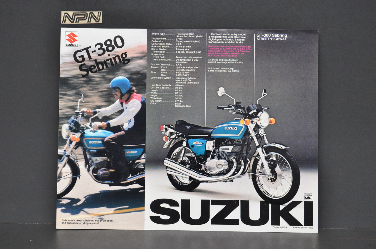 Vintage NOS 1976 Suzuki GT380 Sebring GT500 Titan Brochure Dealer Specs OEM